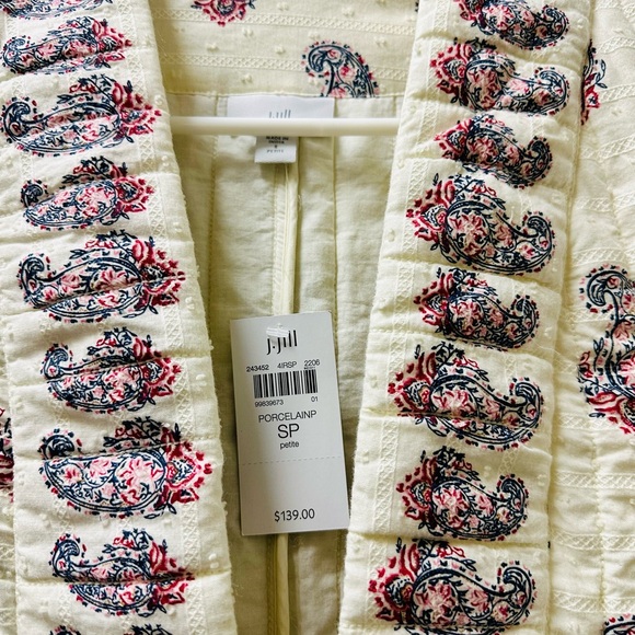 New J. Jill Quilted Paisley Jacket Sz SP - Picture 2 of 4
